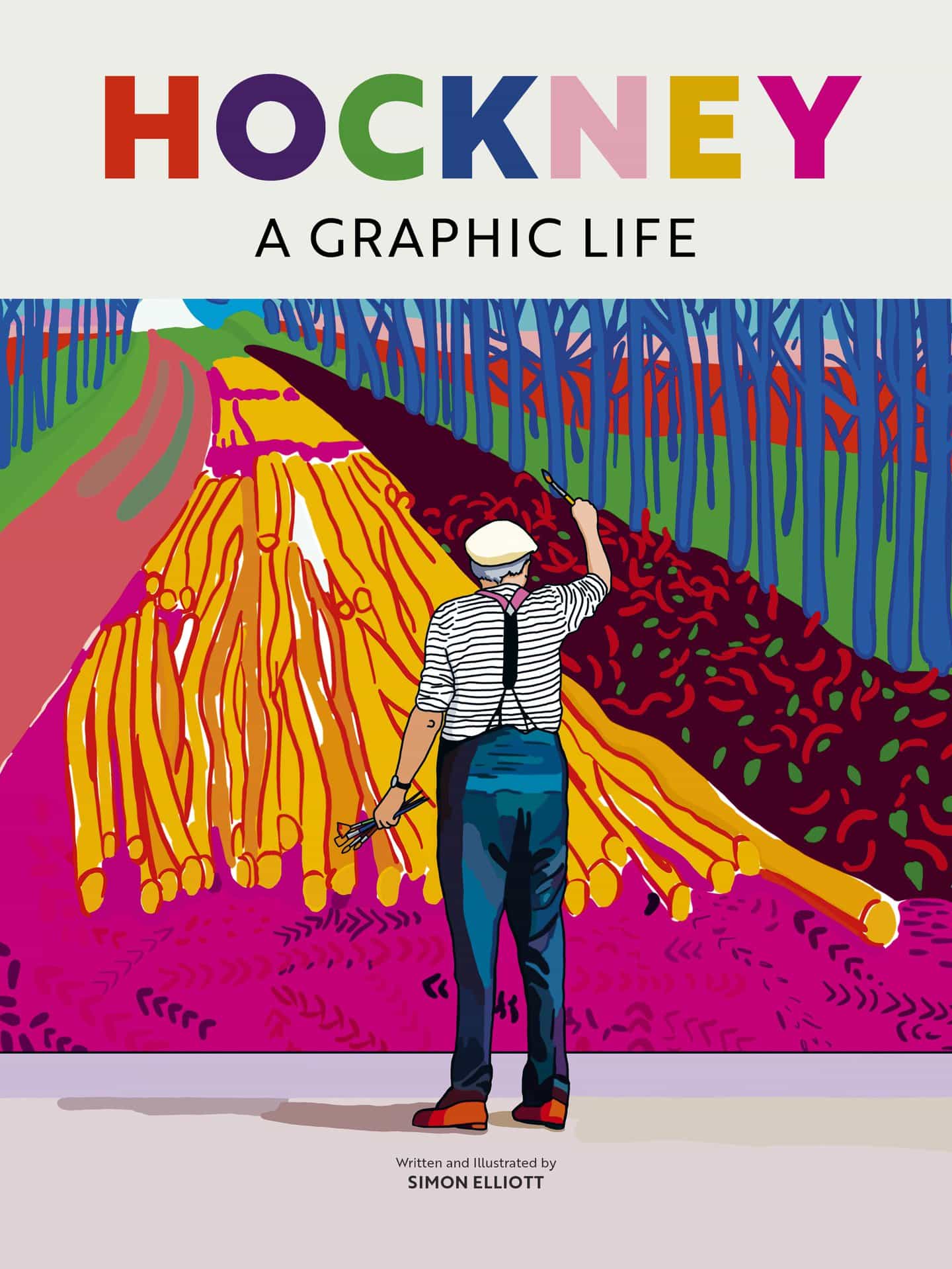 Simon Elliott ilustra la vida de Hockney a través de décadas y estilos