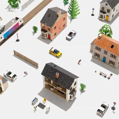 Anteras Kiley diseños de juguetes de papel de bricolaje para la construcción de ciudades en miniatura