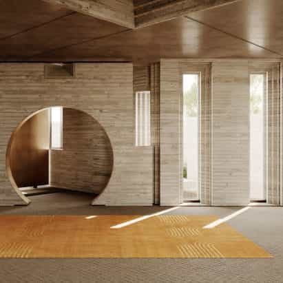 Tigmi Trading diseña una colección de alfombras que toma señales de la arquitectura brutalista