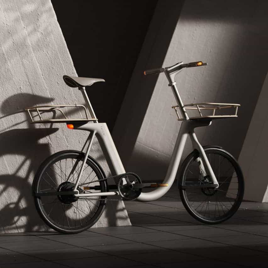 Concepto de bicicleta eléctrica colgante del estudio de diseño Layer