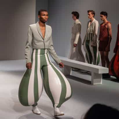 pantalones de látex inflables de Harikrishnan crean proporciones "anatómicamente imposibles"