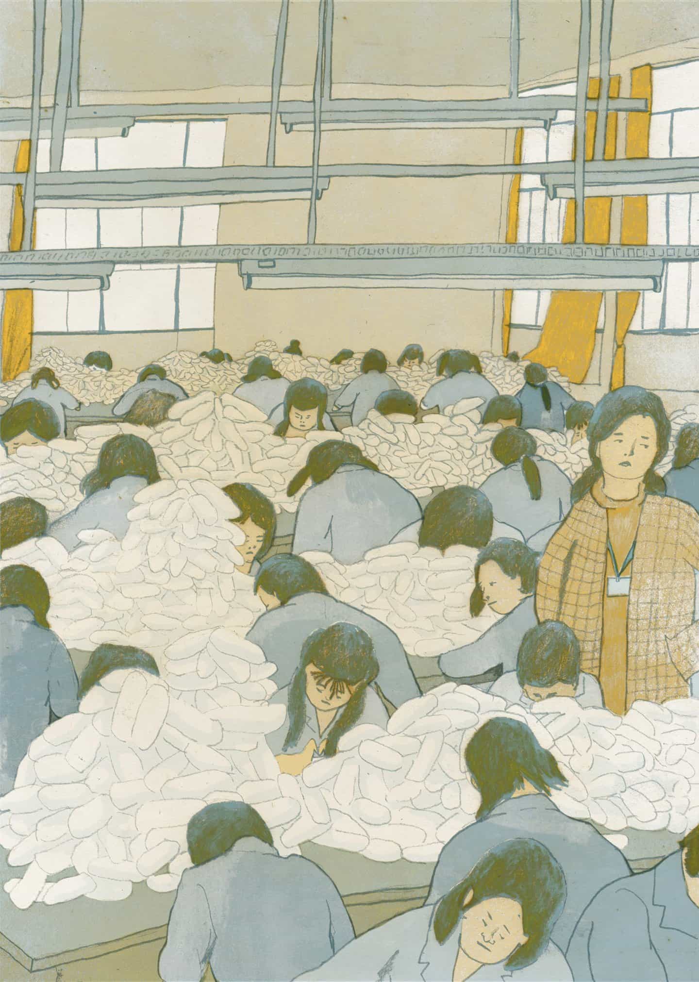 El ilustrador Chenyue Yuan profundiza en las historias sociales para contar la historia de los trabajadores chinos que viven y trabajan en fábricas