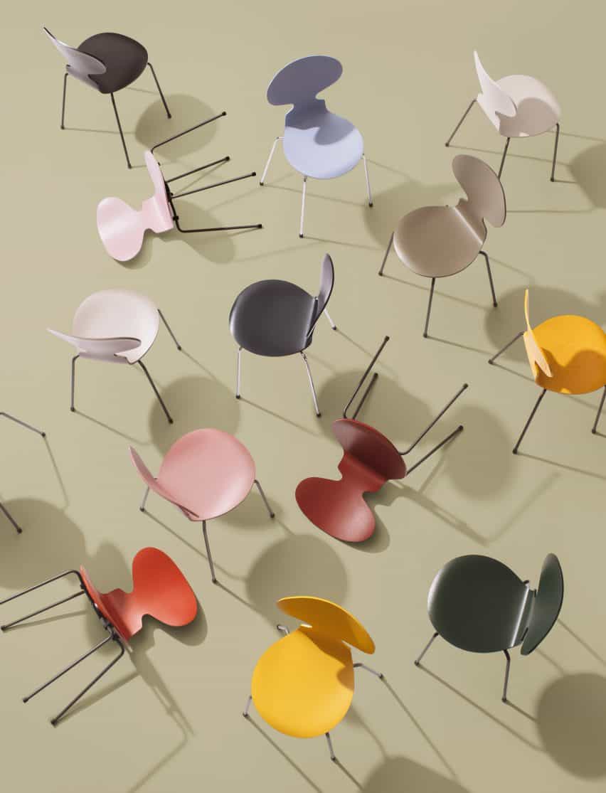 Fritz Hansen lanza Serie 7, Ant y Grand Prix diseños de la silla por Arne Jacobsen en 16 nuevos colores