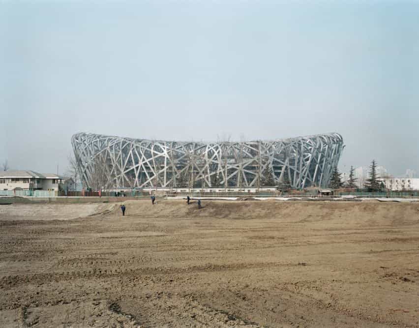 Estadio Bird 's Nest en construcción