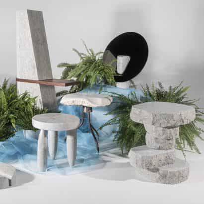 Estonia Academia de Artes estudiantes crear muebles de piedra caliza en bruto