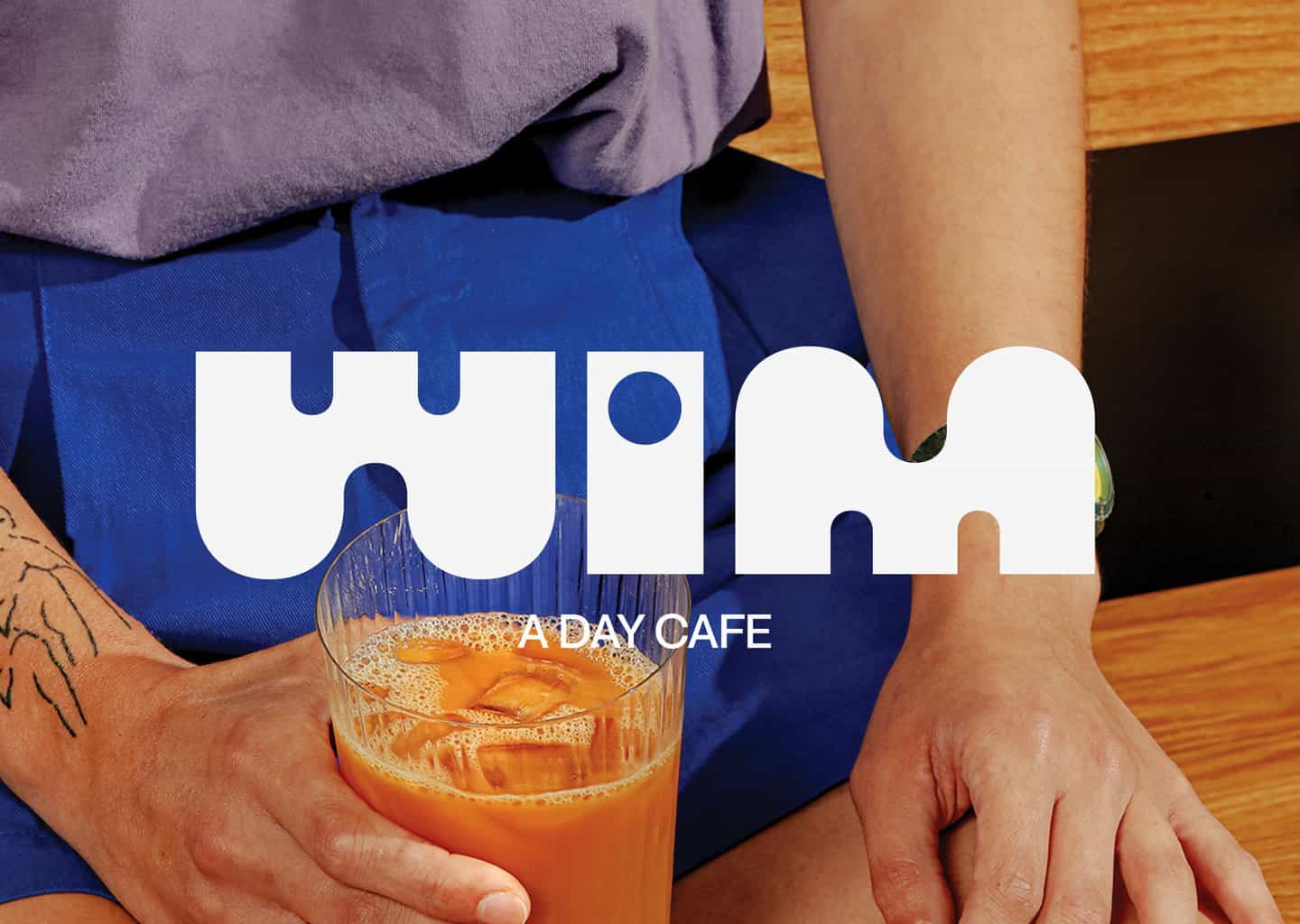 La identidad de Hanna Karraby y James Paris para Wim es una versión tipográfica refrescante de la marca de cafetería