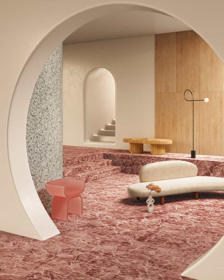 Alfombra Tsar de color óxido en una habitación contemporánea minimalista
