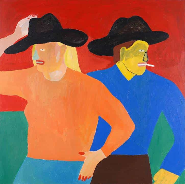 Kimberly Elliott: Vaqueros de medianoche, 120cm x 120cm. Acrílico x Lienzo (Copyright © Kimberly Elliott, 2021)