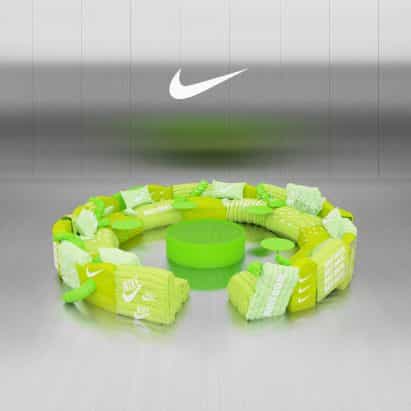 Estudios Crosby diseña sofá tapizado con Virtual verdes chaquetas Nike