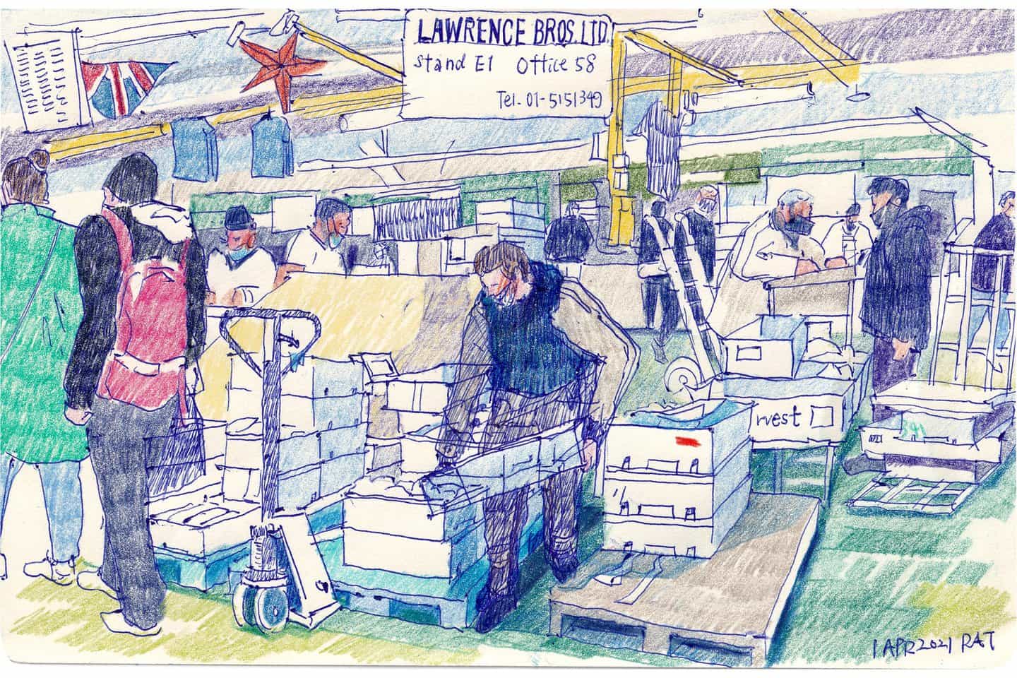 El ilustrador Pat Wingshan Wong sobre la creación de un archivo colaborativo con los pescaderos de Billingsgate Market