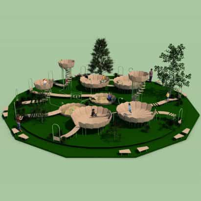 Rimbin es un concepto parque infantil "libre de infección", diseñado para parecerse a los lirios de agua