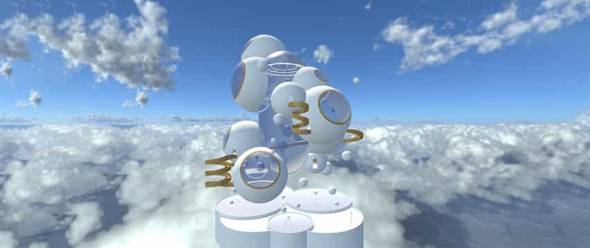 Una visualización de una estructura abstracta dentro de las nubes