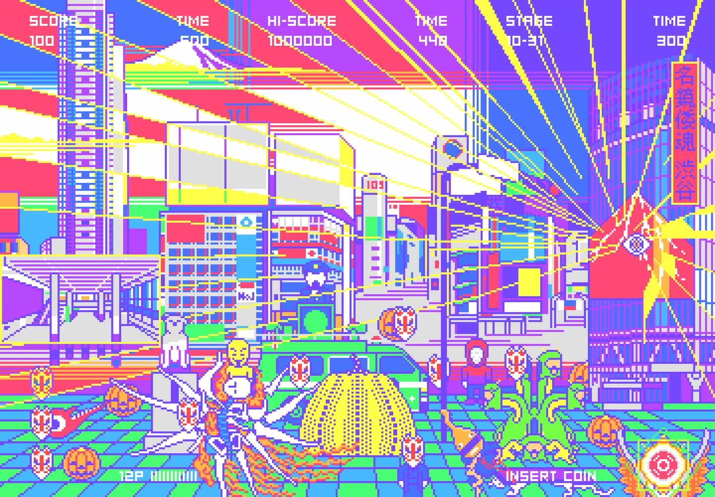 El colectivo de arte Excalibur sobre el uso del pixel art para mezclar mitos japoneses con la realidad