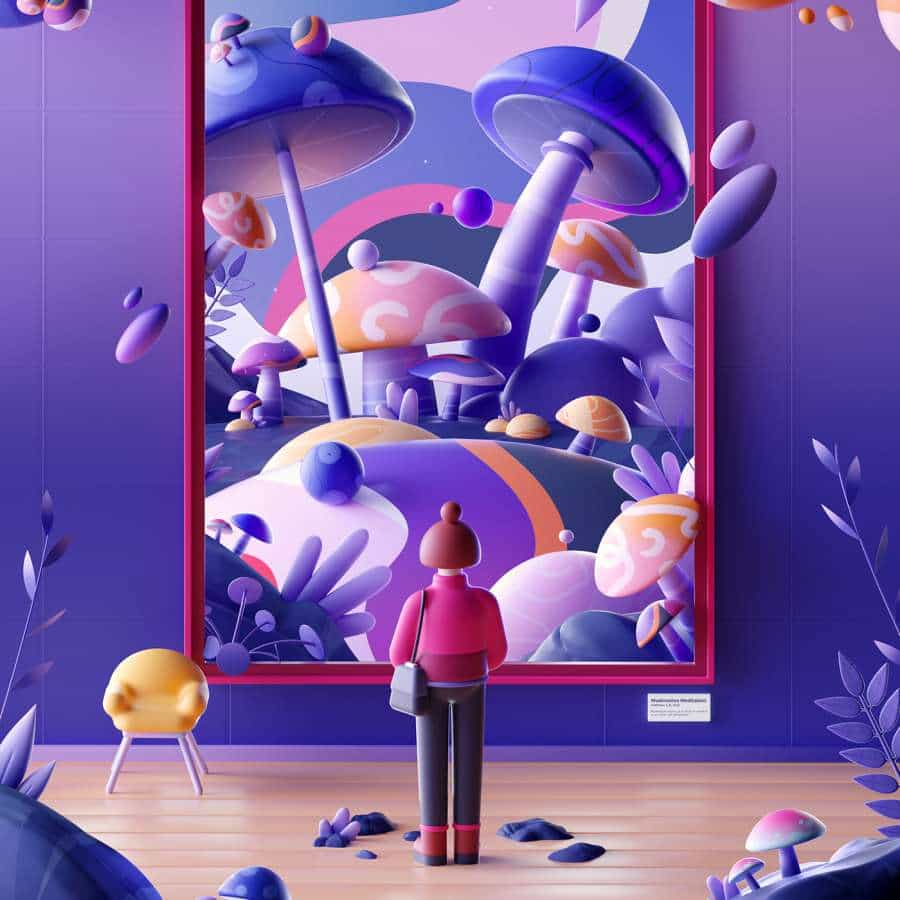 Ilustraciones abstractas en 3D de Mathieu Le Berre