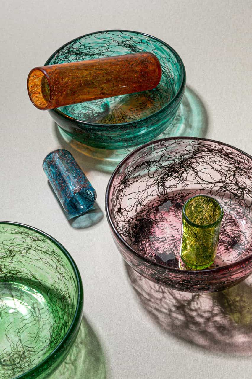 T Sakhi infunde vidrio Murano con alambres de metal para la degustación de Hilos cristalería
