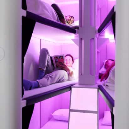 Air New Zealand vaina litera desarrollo de estilo cama para dormir para volantes de economía