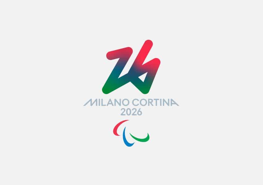 El logotipo paralímpico de los Juegos Olímpicos de Invierno de 2026 tiene un color rojo, azul y verde