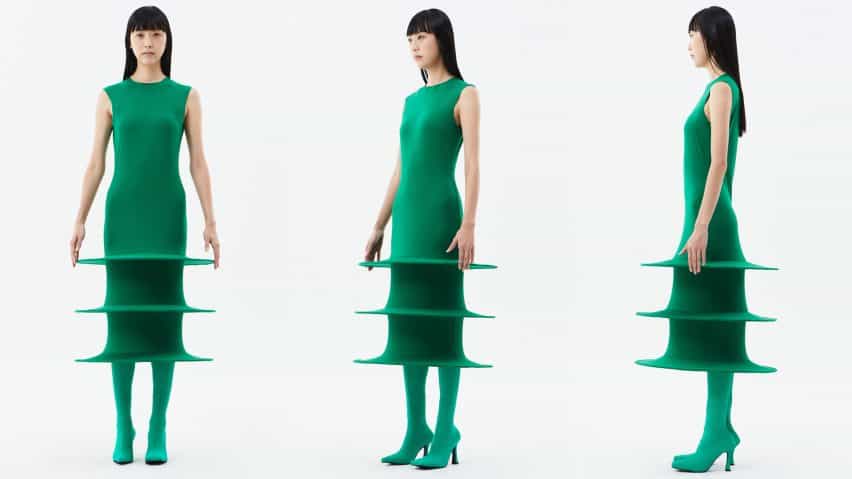 vestido de una línea verde de Sun Woo En la colección Entre