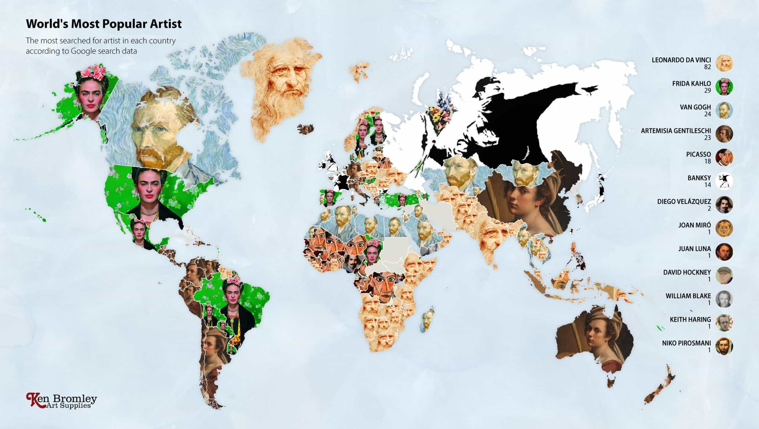 Impresionantes infografías muestran qué artista es más querido en su país